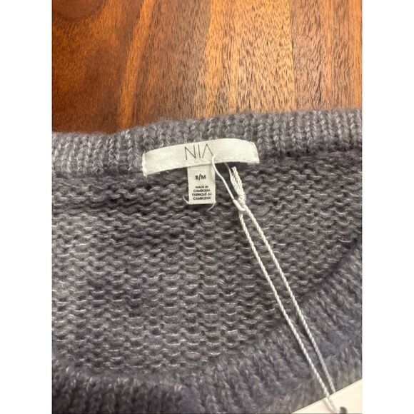NIA Women’s Gray Knitted Wool Blend Button Down Cardigan Sweater Size S/M NWT - Picture 6 of 8